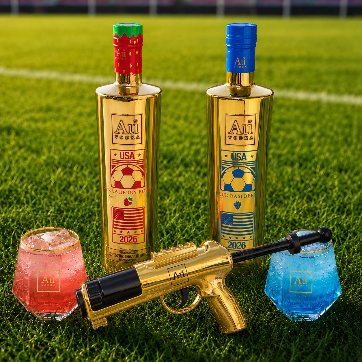 Au Vodka Soccer Bottle & Shot Shooter